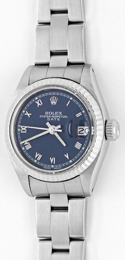 Foto 2 - Rolex Date Damen-Armbanduhr Weißgold Lünette Edelstahl, U1680