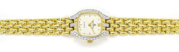 Foto 1 - Dugena Damen-Armbanduhr in Gelbgold mit Brillantbesatz, U2377